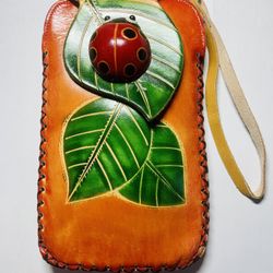 New Handmade Leather Beetle On The Leaf Handbag