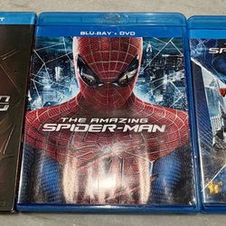 Spider-Man Blu-ray Movie Lot Trilogy Plus Amazing Spider-Man One And Two