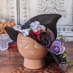 Witch Hat Floral Headpiece - Purple And Blue
