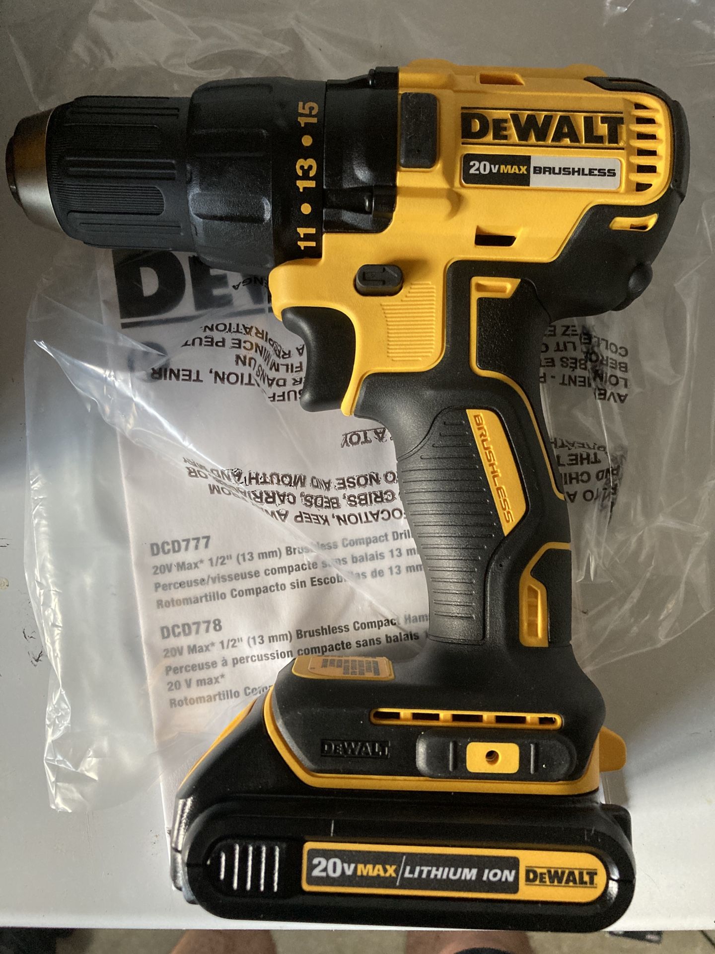 Dewalt Brushless Drill -tool Only, Battery Sold Already