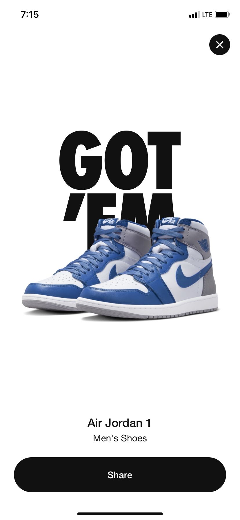 Size 12 Jordan 1 True Blue