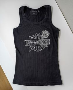 HD Harley Davidson Tank Top Unisex Black Shield & Rose