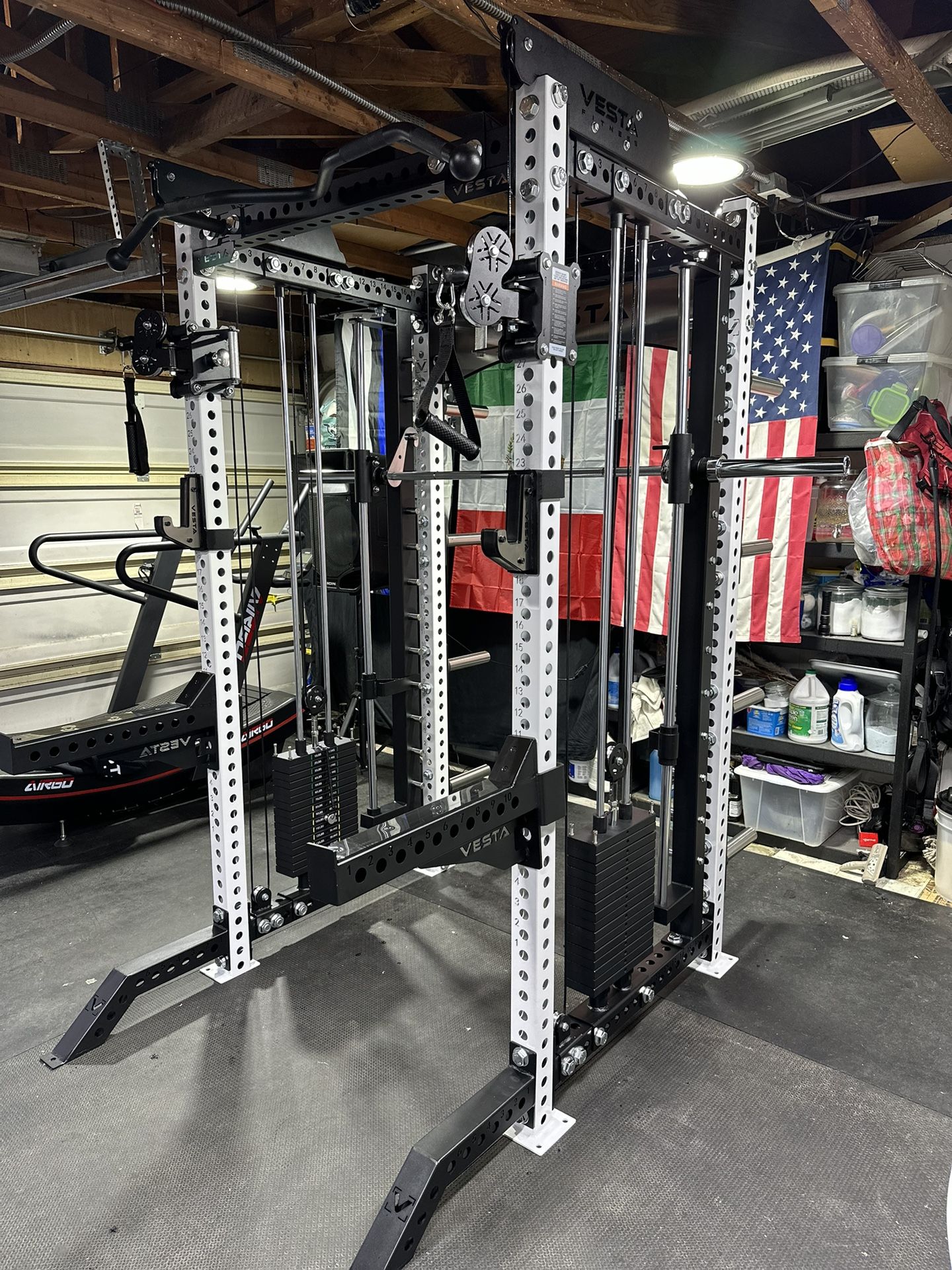 PRO SERIES Ultimate Half Rack Functional Trainer w/Smith Machine Bar | 320lb Stack | Gym Equipment | Fitness | Commercial | Squat Rack