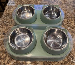 Double Stainless Steel Cat Bowl Set – 2 Pack