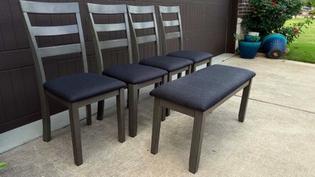 Beautiful Dining Chairs for 6! 4 chairs with 1 bench. Very good condition, sturdy!