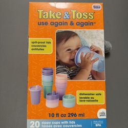 NEW Take & Toss Sippy Cups (20 Pack) – Spill-Proof, BPA Free, Dishwasher Safe