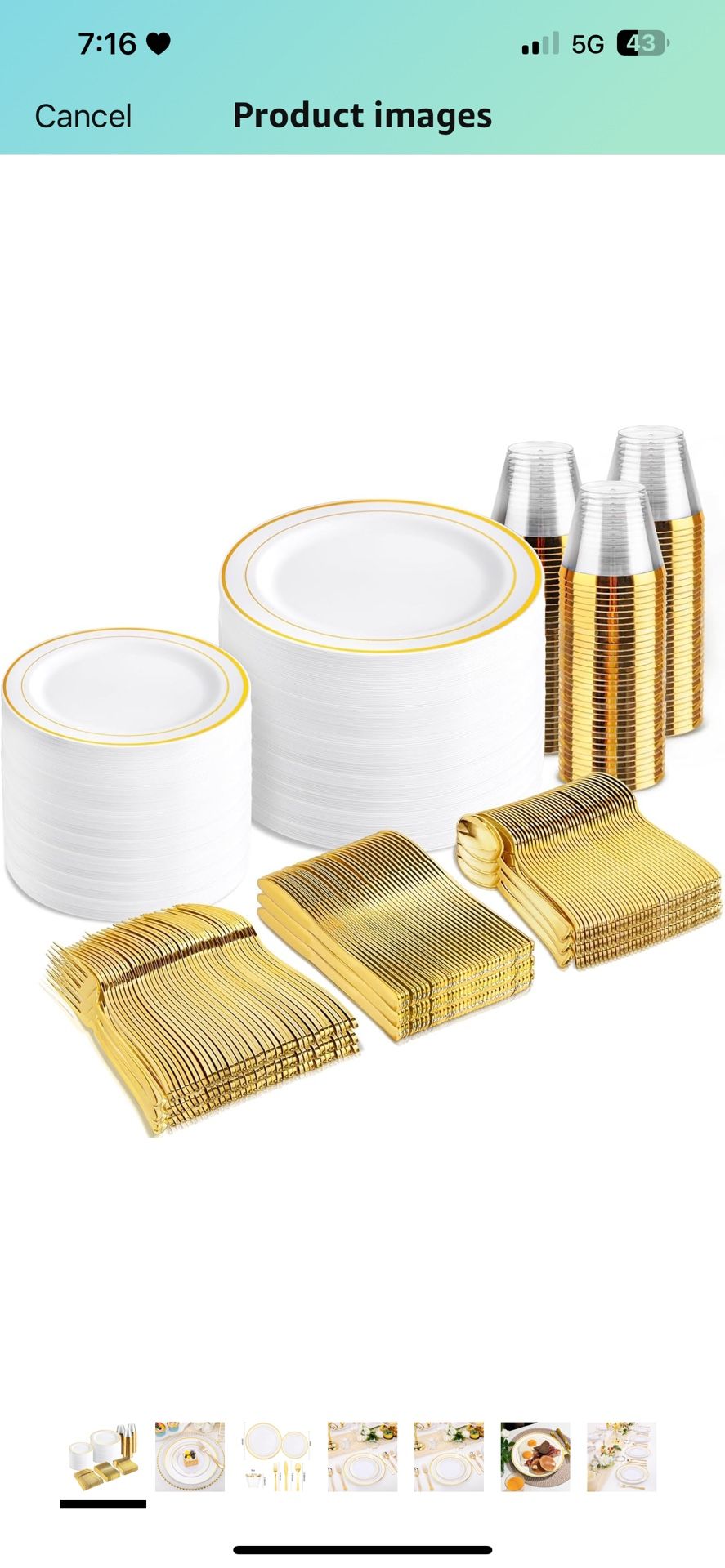 600Pcs White and Gold Plastic Plates For 100 Guests
