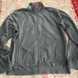 PUMA Sport Lifestyle Large Gray Full Zip Jacket Orange Accents With Pants..