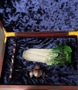 Replica of the famous Jadeite Cabbage (翠玉白菜 - Cuìyù Báicài) symbolizing Fortune and Good Luck