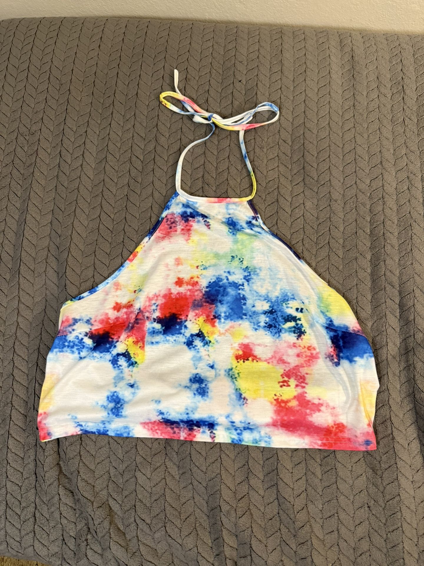 Multi-coloured tie-dye halter top in Size 3XL
