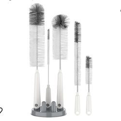 MR.SIGA 5 Pack Bottle Brush Cleaning Set with Storage Holder, Cleaning Brushes for Long Narrow Neck Bottles, Water Bottles, Baby Bottles, Tumblers, Dr