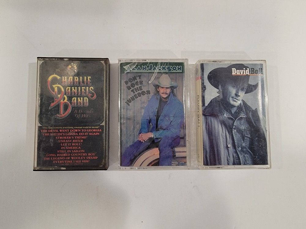 Lot of 3 Cassette Tapes ~ Alan Jackson, David Ball, & The Charlie Daniel's Band