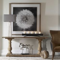 Signed Uttermost Dandelion Seedhead Black & White Wall Art 54" × 54”
