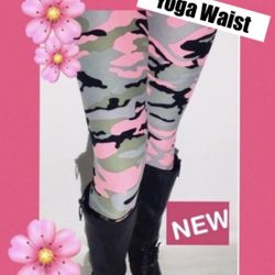 NEW Womens Pink Camo Pants Leggings Soft As Lularoe OS/TC