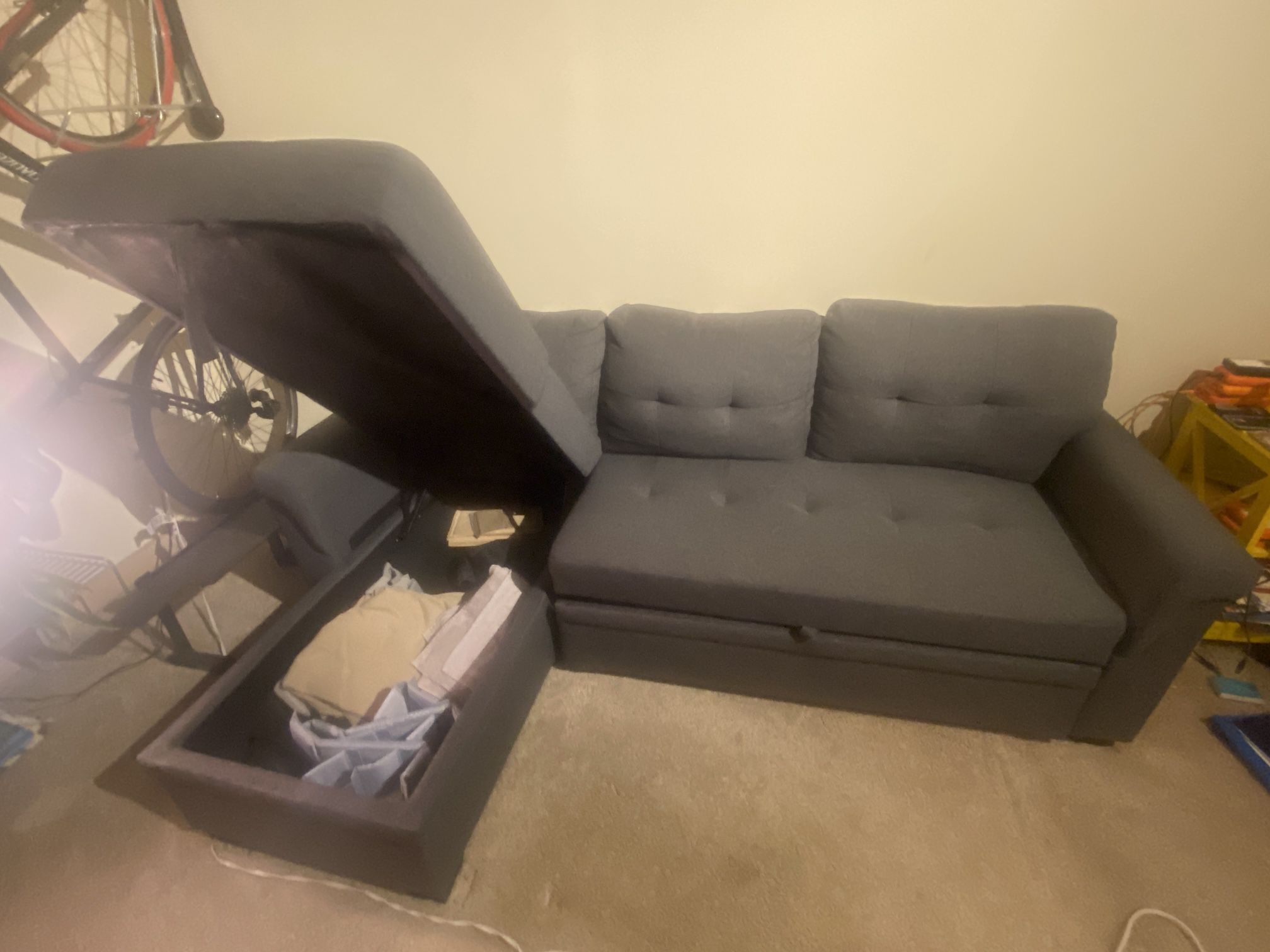 Gray Sleeper Sofa With Storage