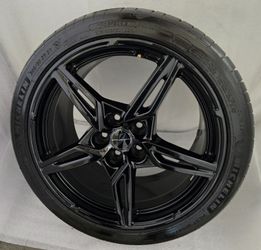Set 4 Factory C8 Corvette Michelin Tires All Black Wheels Rims OEM