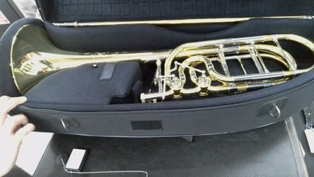 S.E. SHIRES Q36 BASS TROMBONE DUAL ROTARY VALVES GOLD LACQUER W/ CASE (CMP130685)