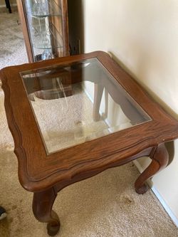 Wood and Glass Top End Table