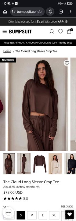 Bumpsuit The Cloud Crop Long Sleeve Small & Medium