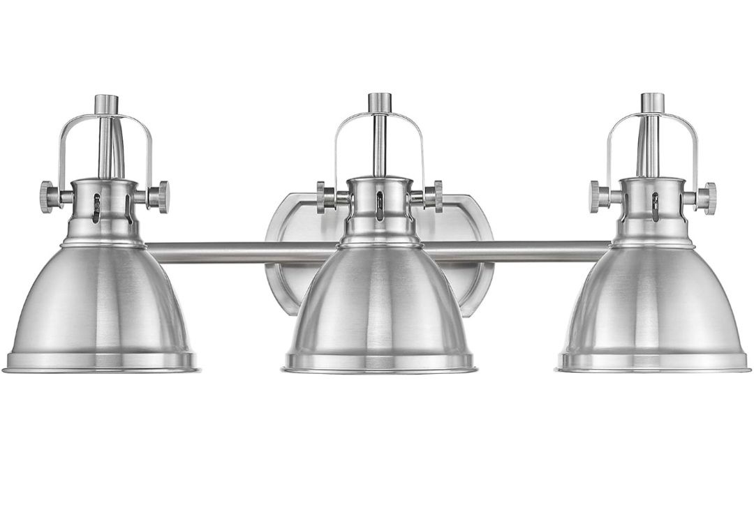Emliviar 3-light Vanity Fixture brushed nickel 24.5in with metal shades open box New