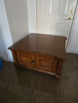 Wood Coffee Table with Storage Cabinet