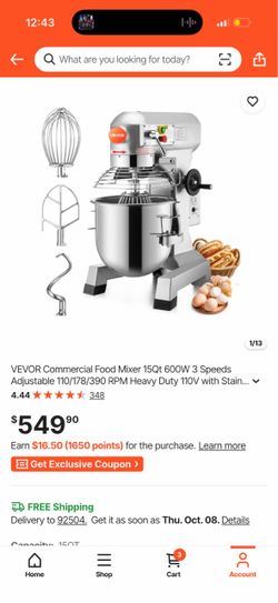 Vevor 15qt commercial mixer