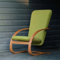 Vintage Mid-Century Modern Cantilever Lounge Chair, Newly Reupholstered