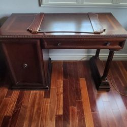 All Mahogany Hardwood Desk, Tall Cabinets, and File Cabinet Respirator