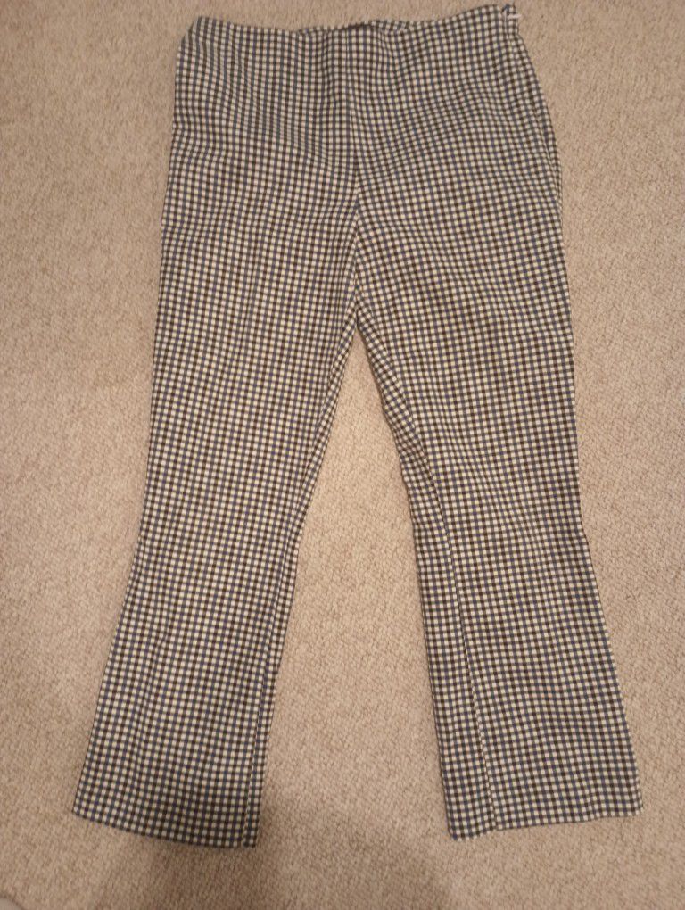 Crosby Women's Slacks Dress Pants Black/WhiteBlue Plaid Size 4