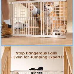 Adjustable Dog Gate - 13-22 Inch Height, 18-43 Inch Width Extension - No Drill Pet Gate for Doorways, Stairs, Puppies - Heavy Duty Metal Safety Gate