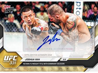 Joshua Fearless Van UFC CHAMPION Topps Exclusive Card Brand New