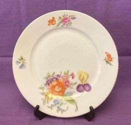Vintage Bohemia Ceramic Works bread plate floral Czech Czechoslovakia china