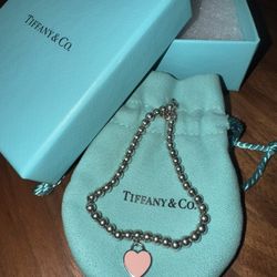 Tiffany Pink Heart Tag Bead Bracelet