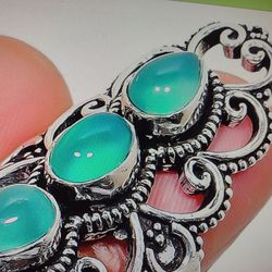 Beautiful Design Greenish Moonstone Cocktail Ring,.