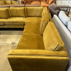 Fordham Gold Velvet Symmetrical Corner Sofa