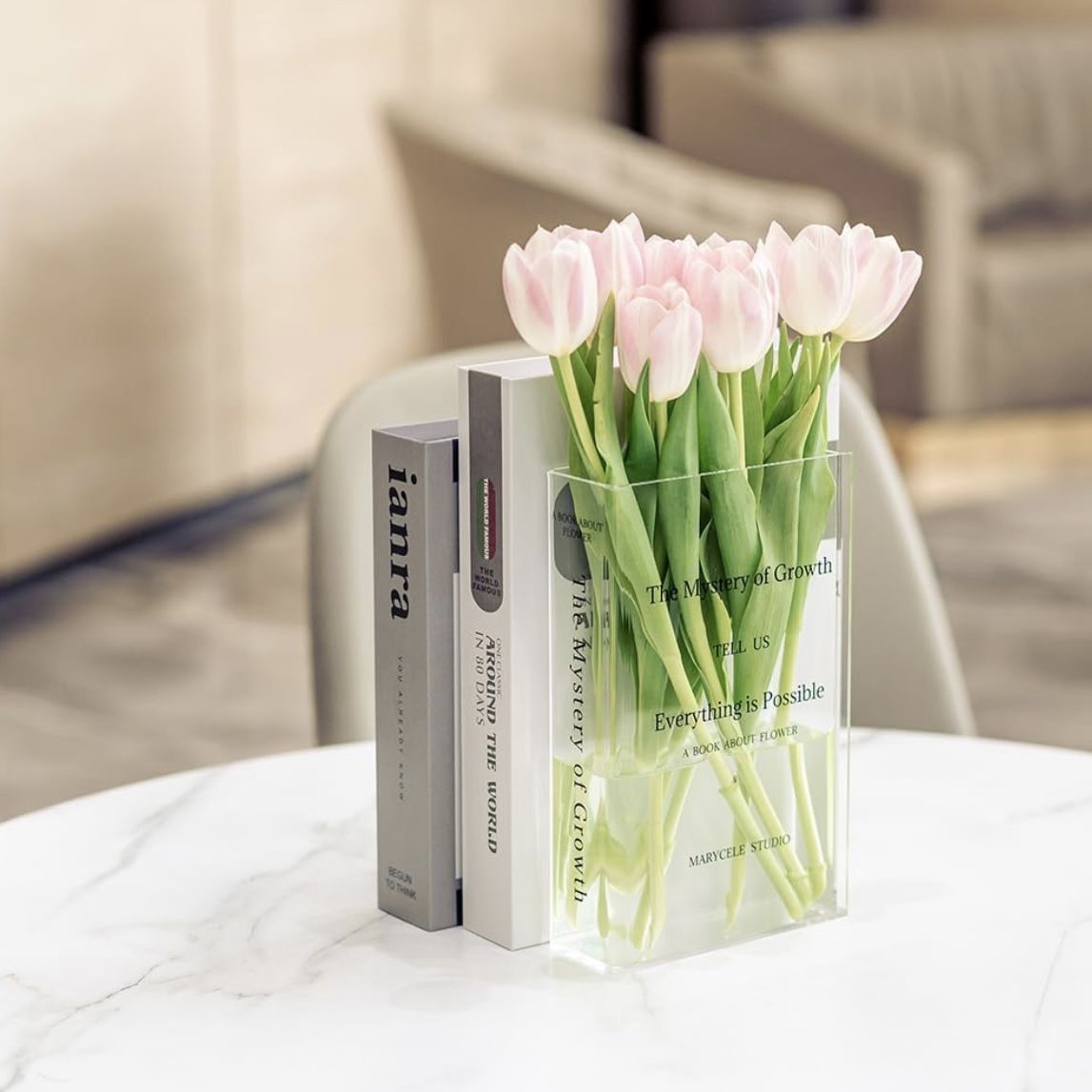 Home Decor Flower Acrylic Book Vase 