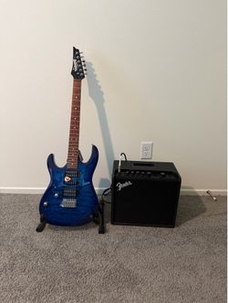 Ibanez GIO GRX70 LEFT handed guitar with  Fender Mustang LT25 amp