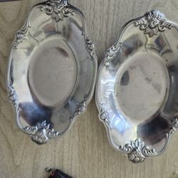 Two Small Stainless Trays 9x6 In