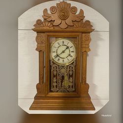 ANTIQUE GINGERBREAD WALL/MANTEL CLOCK