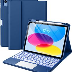 Harvopu Compatible For IPad 11th 10th Generation Case With Keyboard, Folio Cover With Pencil Holder, Multi-Touch Trackpad, 7 Color Backlit, Detachable