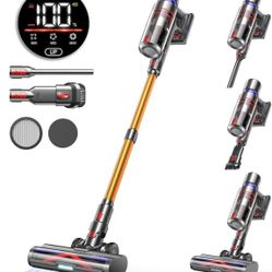 Cordless Vacuum Cleaner, 45Kpa 550W 65Mins Self-Standing Vacuum Cleaners for Home, Stick Vacuum with Touch Screen, Anti-tangle Brush, Rechargeable Vac