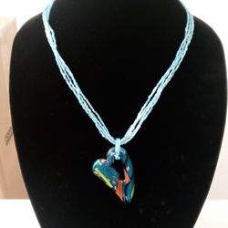 Glass Heart Pendant Necklace 