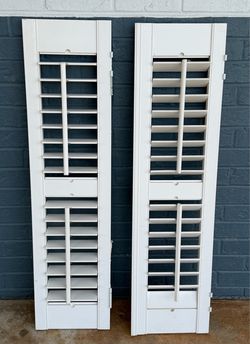 White interior wooden window shutters set of 2
