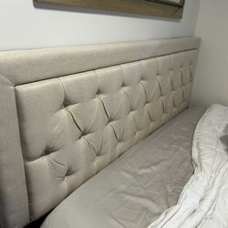 Queen Beige Bed Frame And mattress 