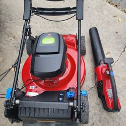 TORO RECHARGEABLE 60V, SELF-PROPELLED LAWN MOWER ANDBLOWER.  