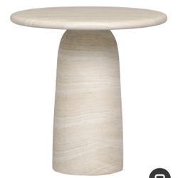 2 Brand New Kathy Kuo Home High End Beige Concrete Round End Tables Set 