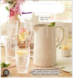Ceramic Pitcher and Glass Drinkware Set