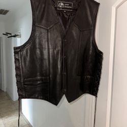 Leather Headquarters Men’s Black Leather Biker Vest-$75 OBO