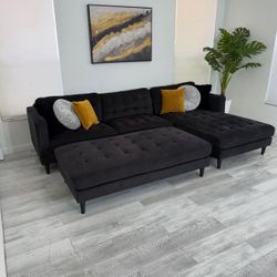 Sectional City Furniture - Free Delivery - Black Microfiber