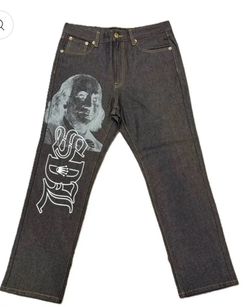 Dark Wash Graphic Print Denim Jeans skys da limit SDL pants